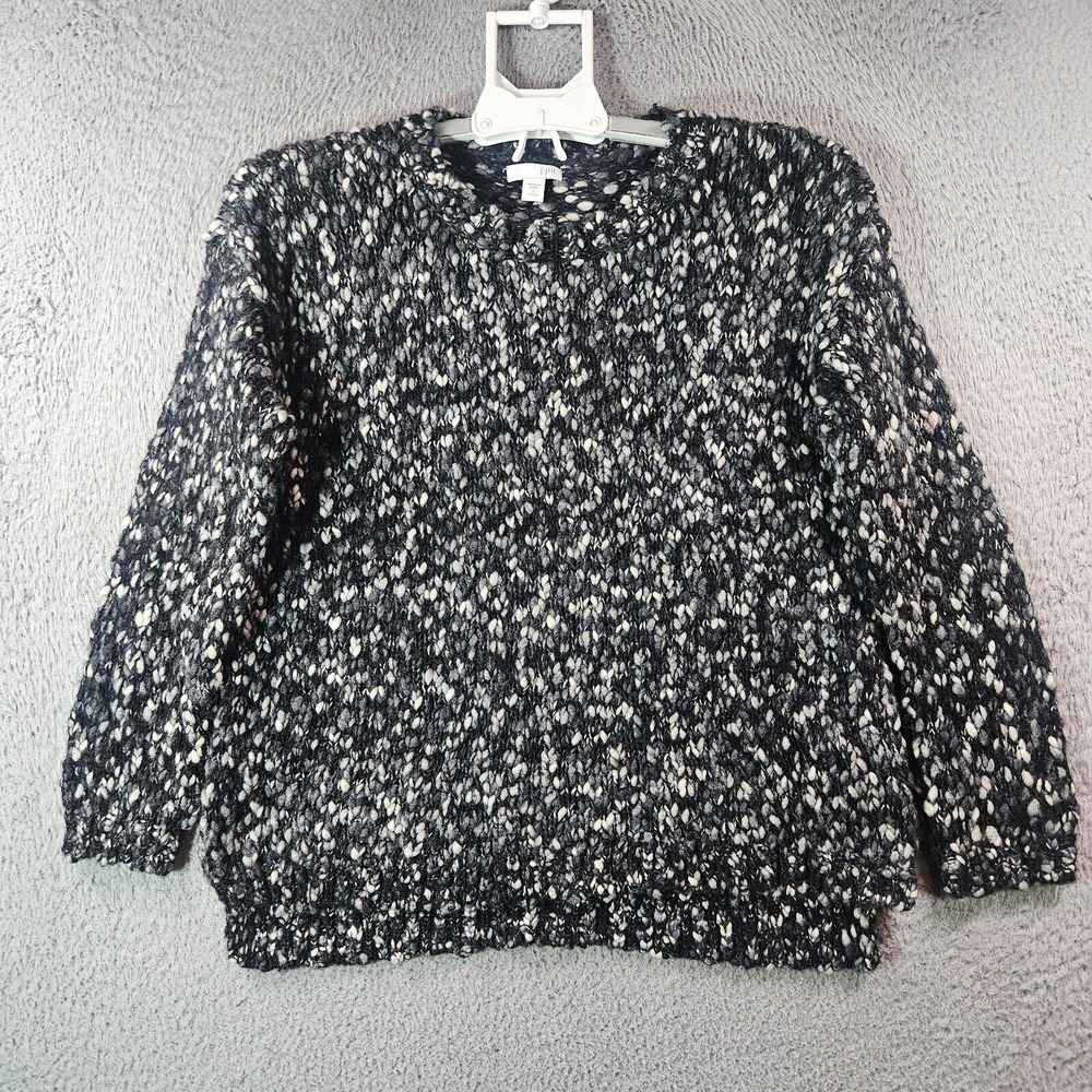 J Jill Sweater Women Small Petite Wool Blendβ Pullover Gray Black